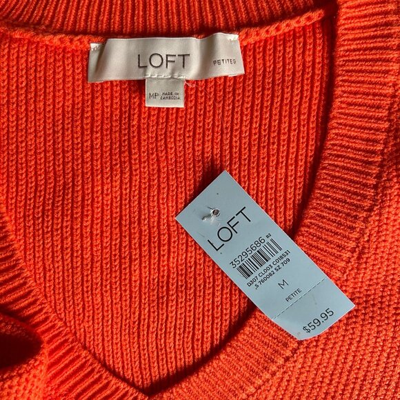 LOFT Orange Sweater Petite M - NWT - Picture 2 of 5